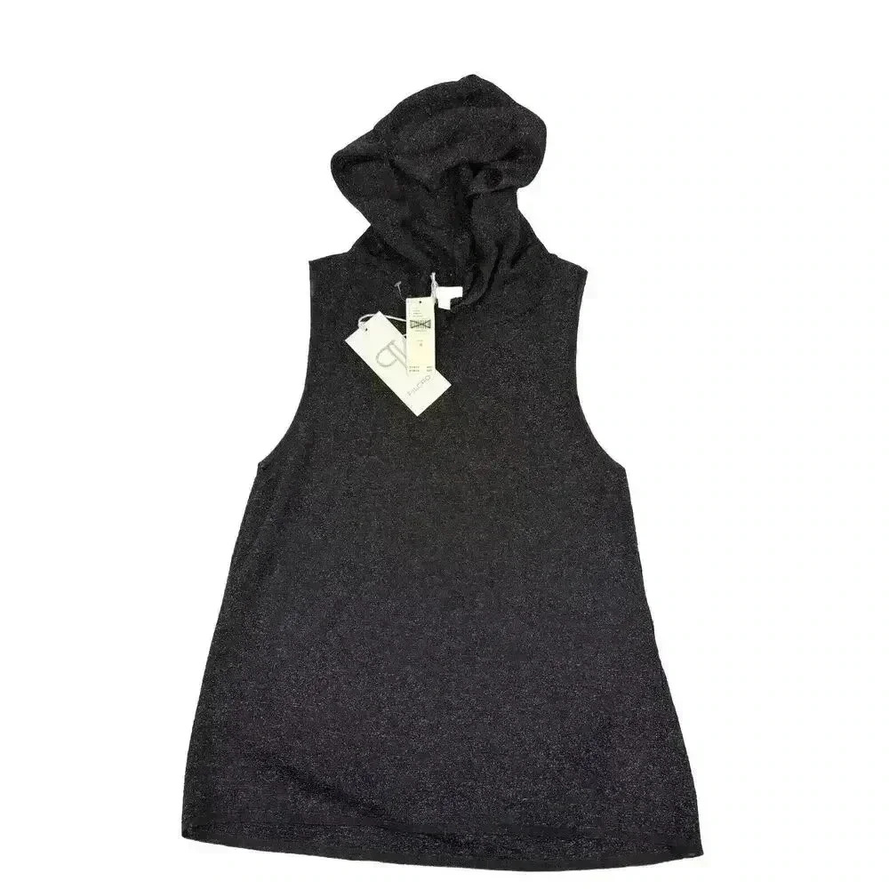 Anthropologie Pilcro Women’s NWT Hooded Sleeveless Black Sparkle Top Sz Medium